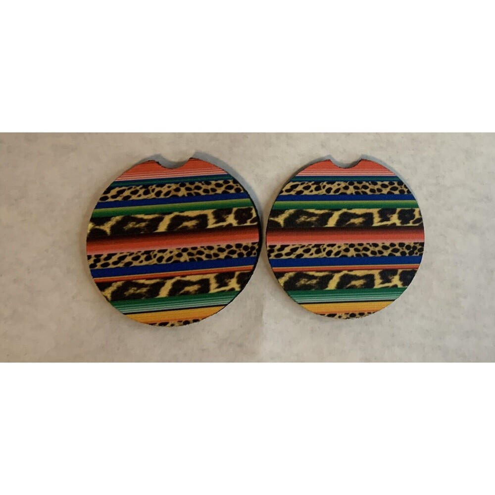 Serape Rubber Car Coasters For Drinks Absorbent Car Cup Holder/set of 2
